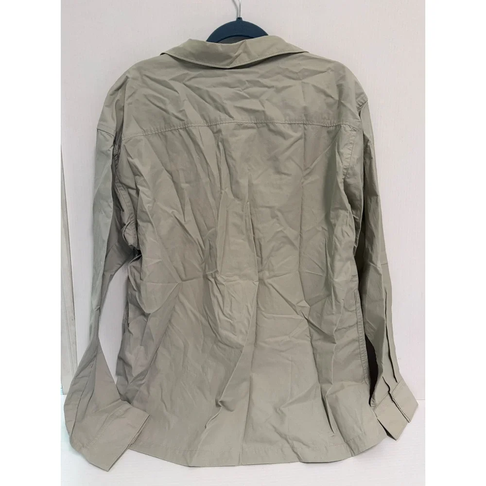 Banana Republic Mens XL Khaki Utility Shirt Snap Front Long Sleeve Cotton Nylon